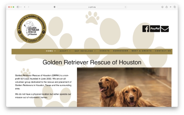 Golden Retriever Rescue of Houston Website Design